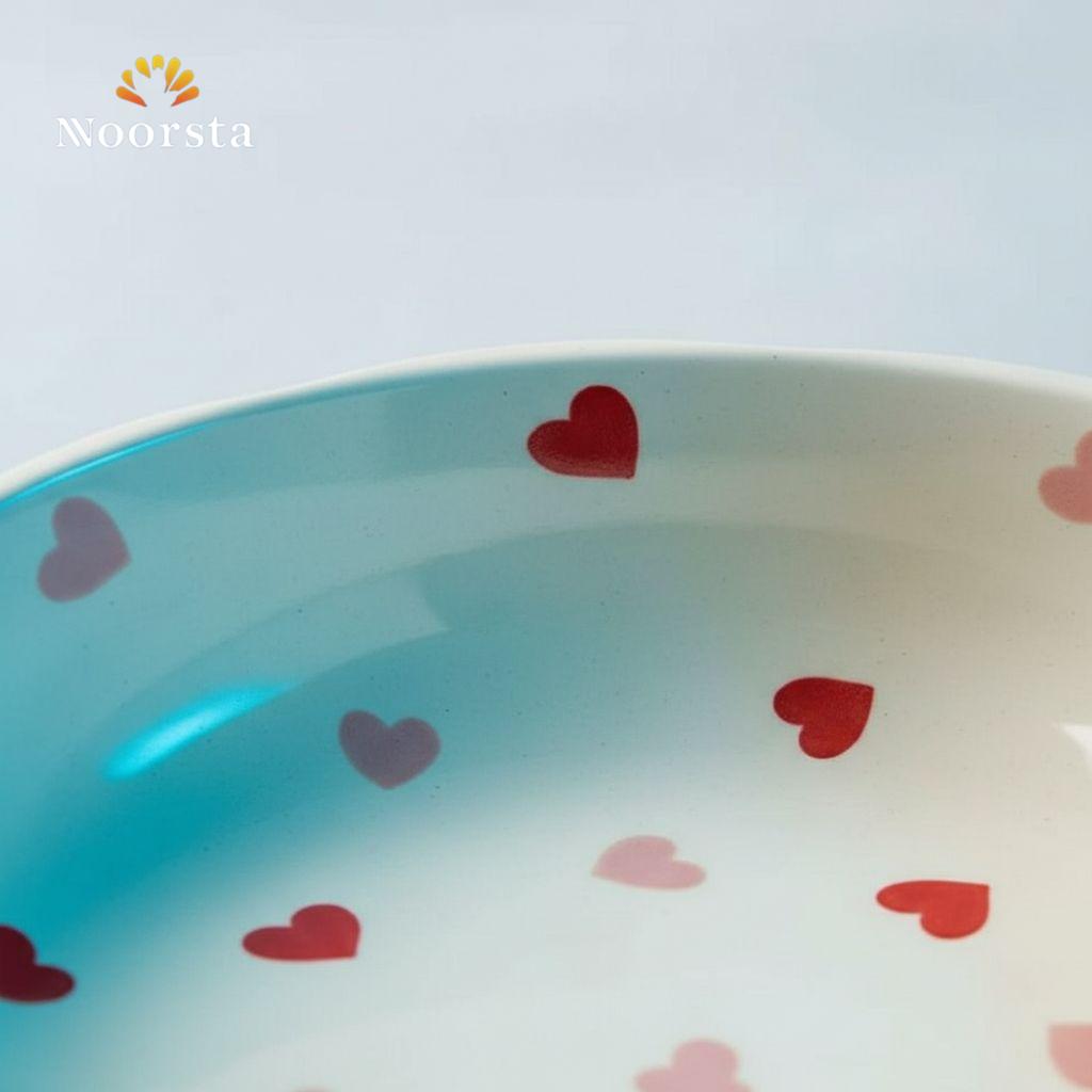 طاجن بورسلين قلوب شيك للفرن - Chic Heart Pattern Casserole Dish - Noorsta