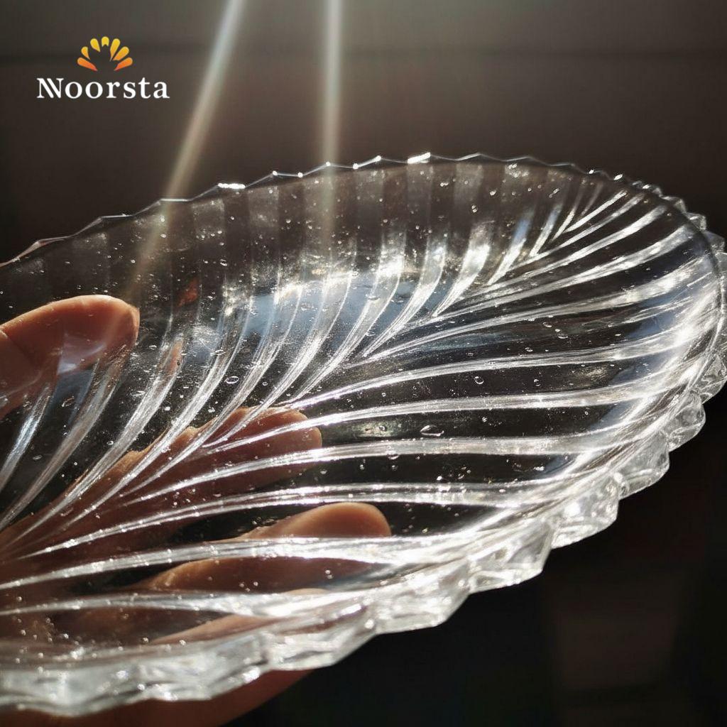 Crystalline Leaf Serving Dish - Textured Glass Platter