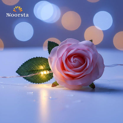 ستارة ورد مضيئة لتزيين الحوائط والمناسبات - Enchanting Rose String Light Curtain with warm glow - Noorsta