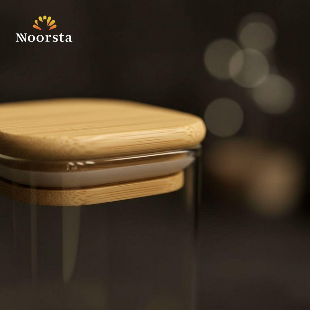 Nordic Essence 12-Piece Glass & Bamboo Spice Organizer Stand