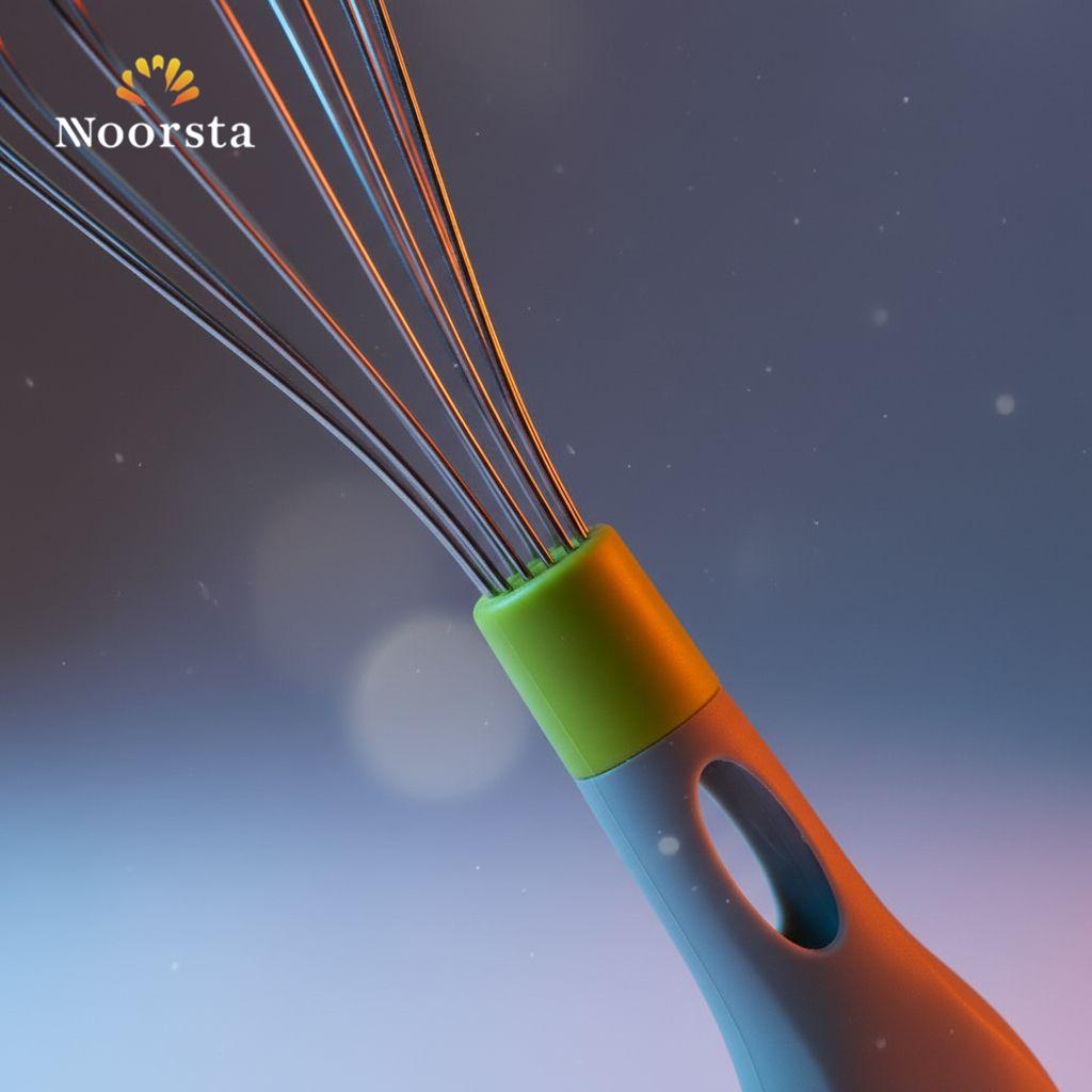 مضرب بيض سلك بمقبض سيليكون رمادي - Premium silicone handle wire egg whisk - Noorsta
