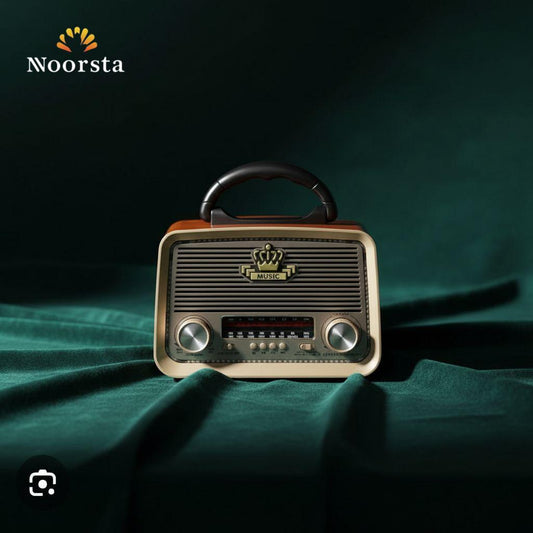 The Golden Era: Vintage Wood-Grain Bluetooth Radio & Speaker