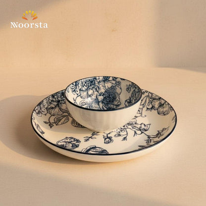 Royal Heritage Blue & White Floral Ceramic Dinner Set (12 pieces)