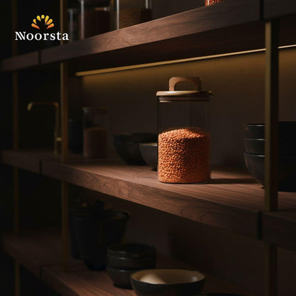 Nordic Clarity Glass Canister with Handcrafted Wooden Handle Lid