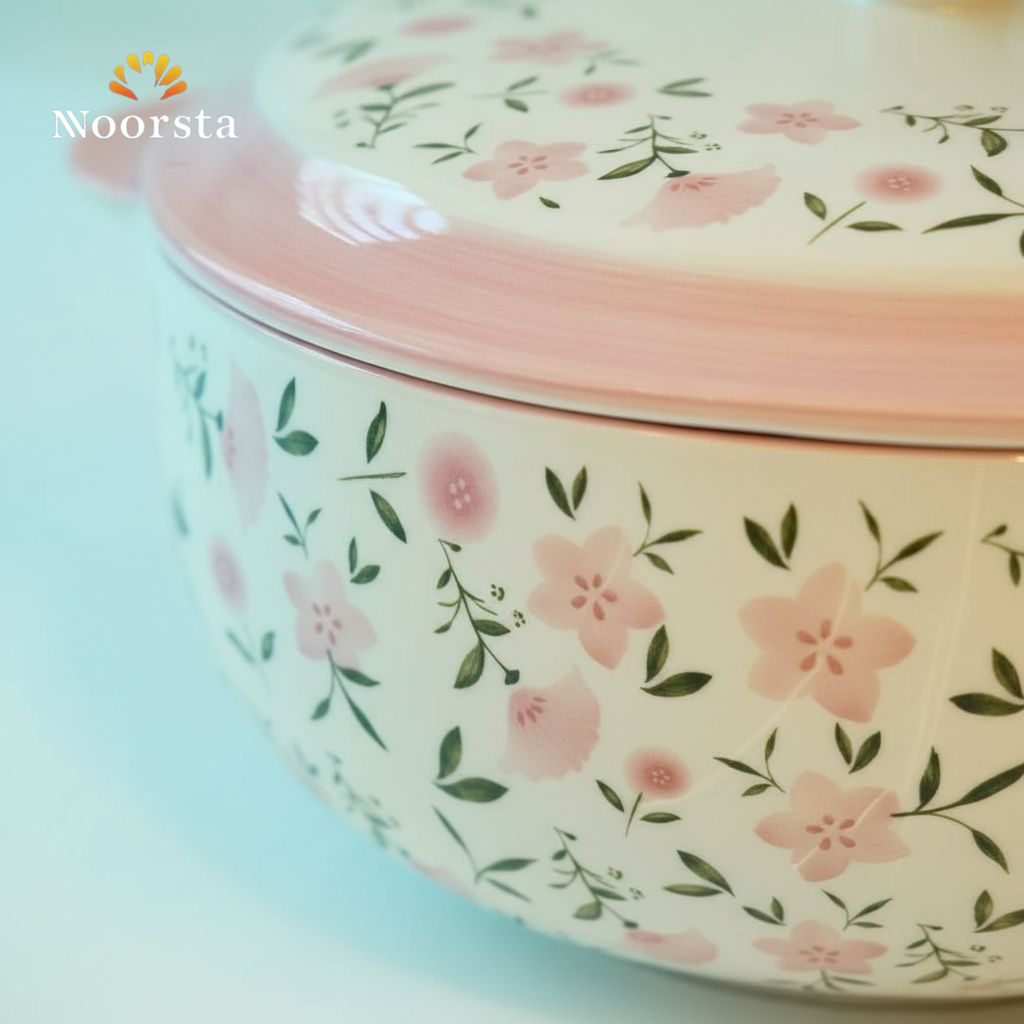 حلة تقديم بورسلين فلوري شيك جدا - Chic Floral Porcelain Serving Pot - Noorsta