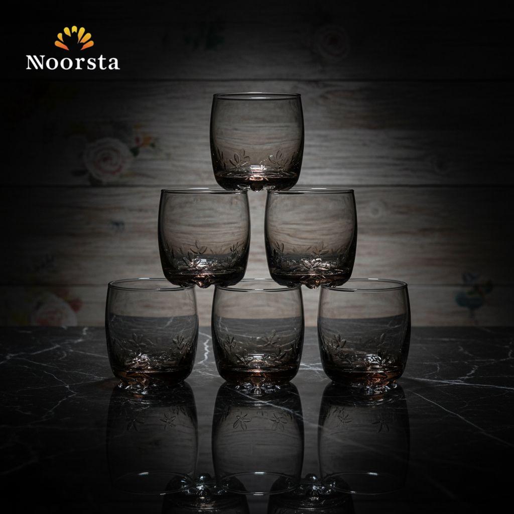 طقم كوبايات زجاج دخاني شيك - Smoky Gradient Glass Tumbler Set - Noorsta