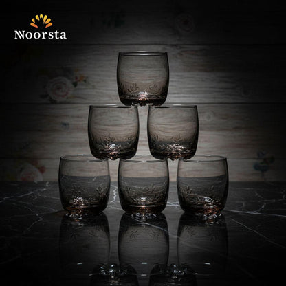 طقم كوبايات زجاج دخاني شيك - Smoky Gradient Glass Tumbler Set - Noorsta