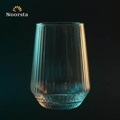 طقم شوب زجاج مضلع للعصاير - Elegant Ribbed Glass Tumbler Set 6 Pieces - Noorsta