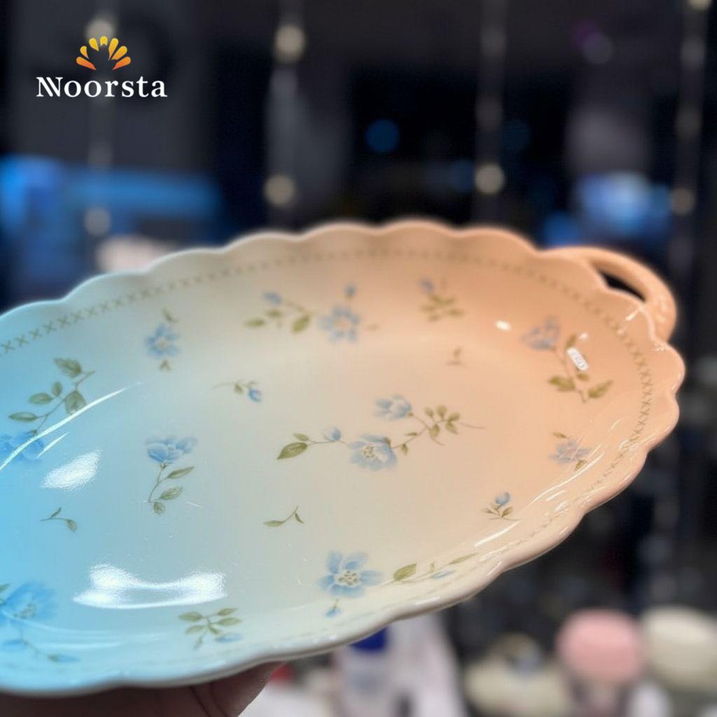 سرفيس تقديم بورسلين فلوري شيك للعزومات - Elegant Floral Porcelain Serving Platter - Noorsta