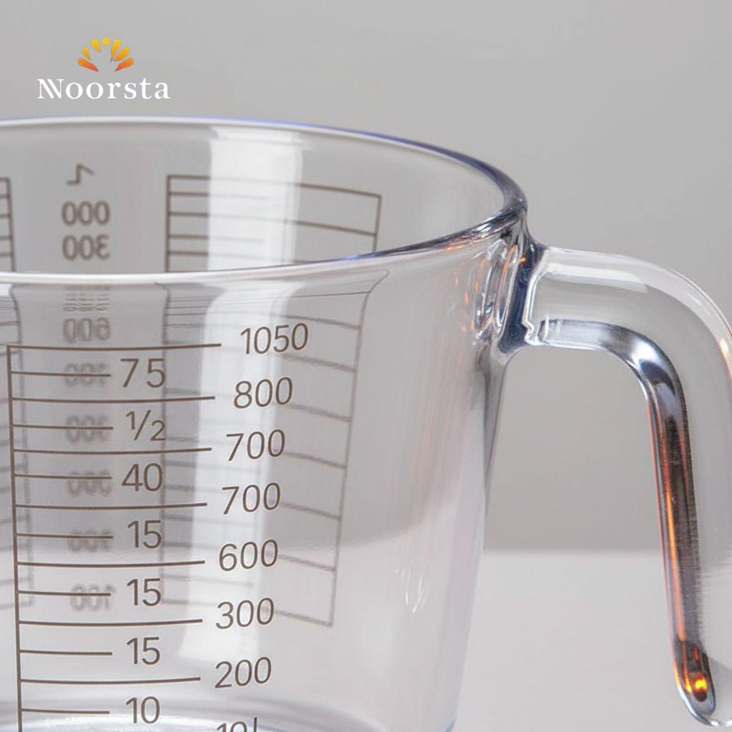 لبانة زجاج حراري مدرجة لغلي اللبن وعمل الحلويات - Premium Heat-Resistant Glass Measuring Jug - Noorsta