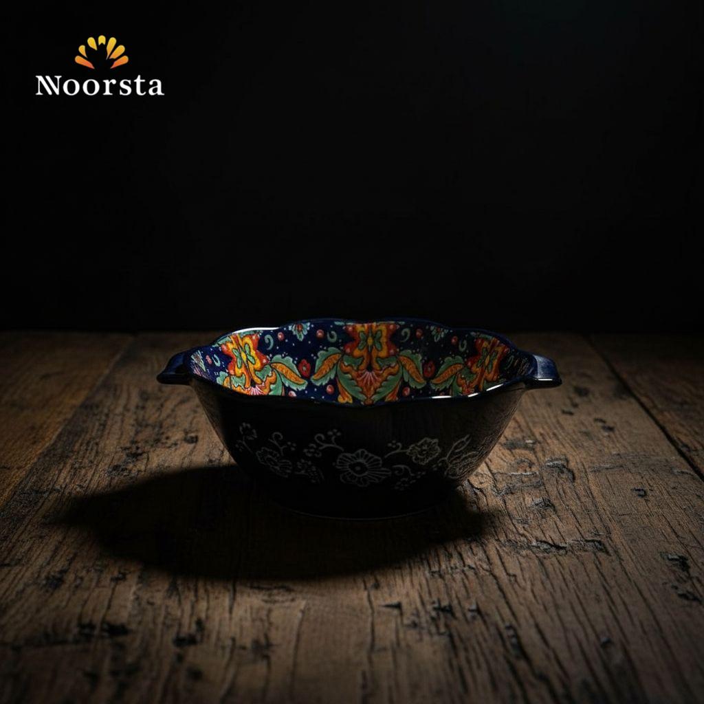 بولة بورسلين أندلسي بتدخل الفرن وعلى النار - Authentic Andalusian Porcelain Serving Bowl Oven Safe - Noorsta