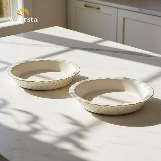 طاجن تارت سيراميك للفرن والميكروويف - Elegant Ceramic Scalloped Tart Dish - Noorsta