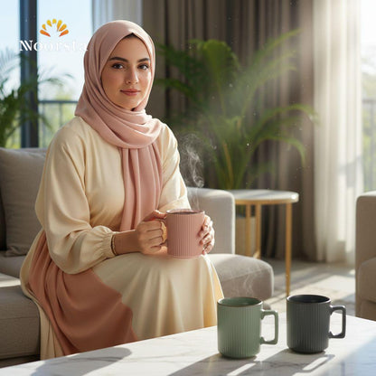 طقم مجات شيك للقهوة والشاي - Modern Ribbed Pastel Mugs Set of 4 - Noorsta