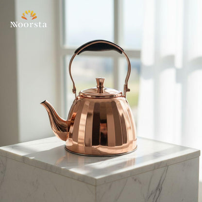 براد شاي استانلس روز جولد مضلع بصفاية - Premium Rose Gold Stovetop Kettle - Noorsta