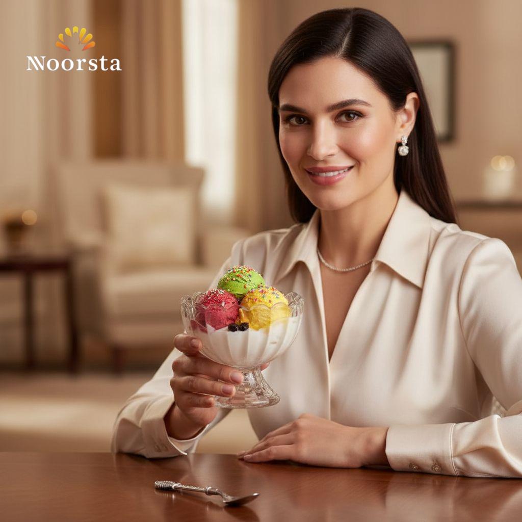 كأس تقديم حلى زجاجي مضلع بتصميم لومينا - قاعدة مرتفعة