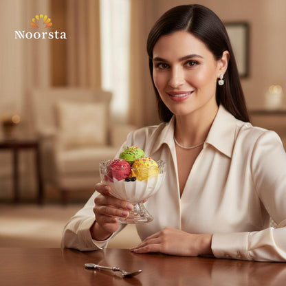 كأس تقديم حلى زجاجي مضلع بتصميم لومينا - قاعدة مرتفعة