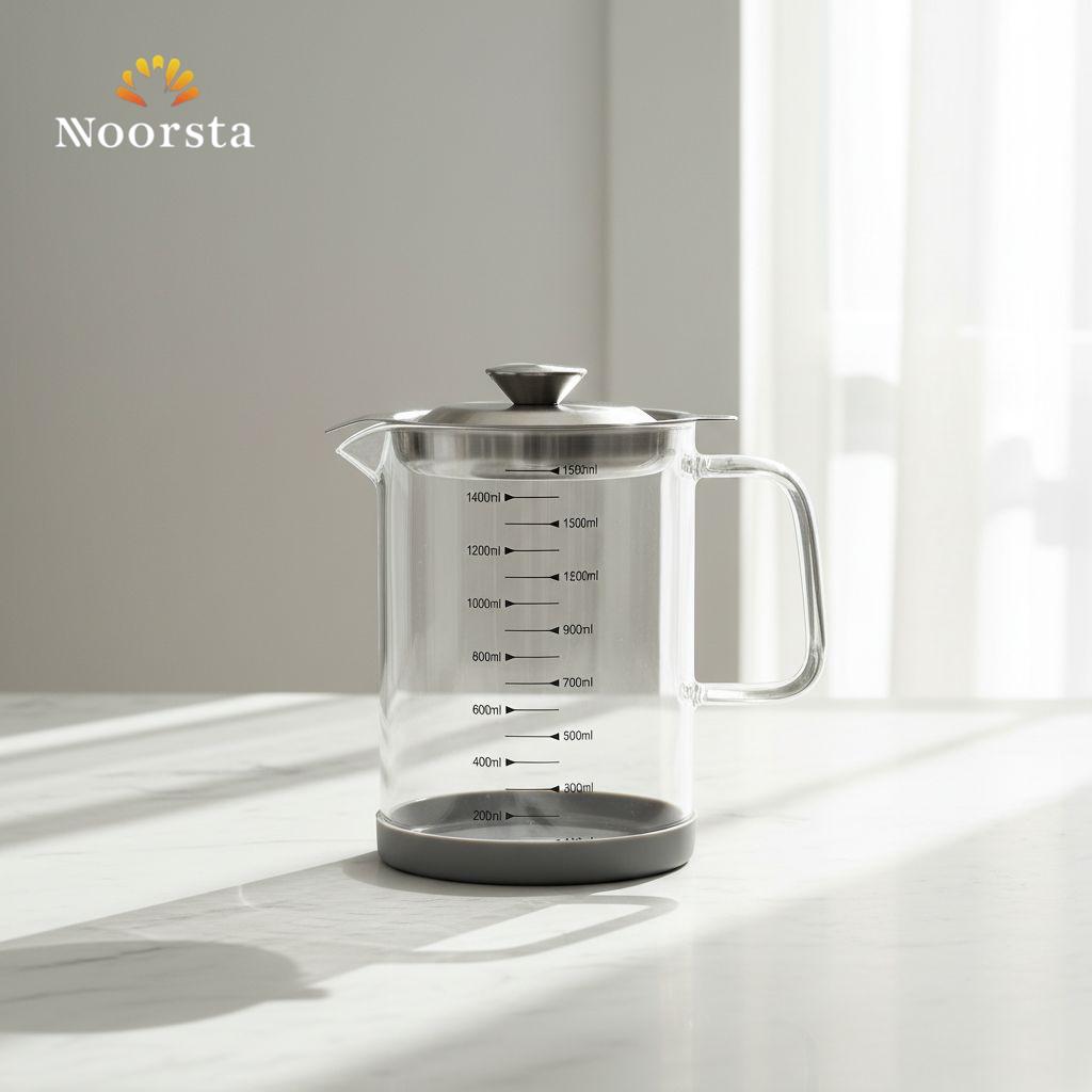 دورق زيت ولبانة بايركس حراري 1500 مل - Premium Pyrex Glass Measuring Jug & Oil Dispenser - Noorsta