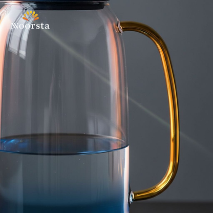 شفشق زجاج حراري شيك بيد دهبي - Premium Thermal Glass Pitcher with Gold Handle - Noorsta