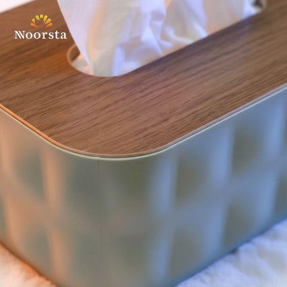 علبة مناديل أكريليك بغطاء خشب شيك - Modern Acrylic & Wood Tissue Box - Noorsta