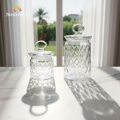 كاندي جار زجاج تركي أصلي بغطاء - Authentic Turkish Glass Candy Jar - Noorsta