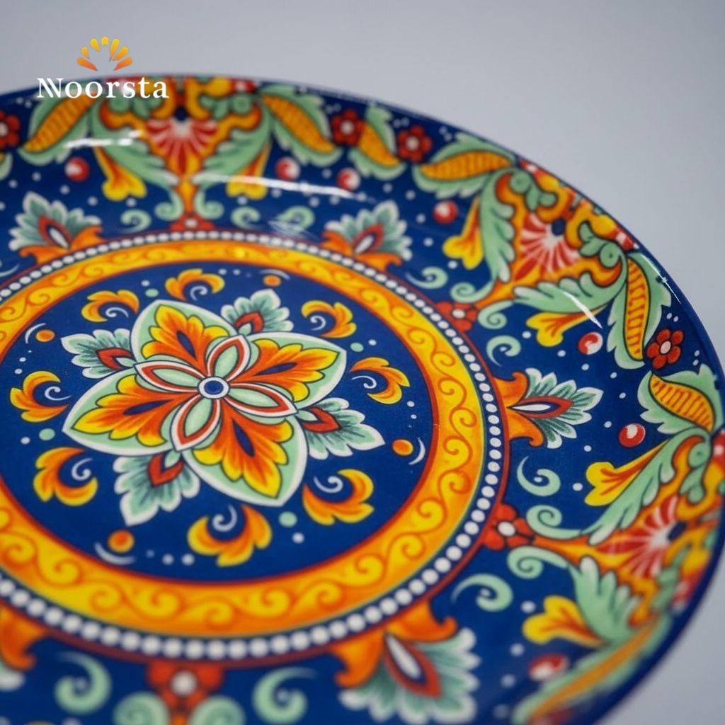 طبق غرف بورسلين بتصميم أندلسي مقاس 20 سم - Authentic Andalusian Porcelain Serving Plate 20cm - Noorsta