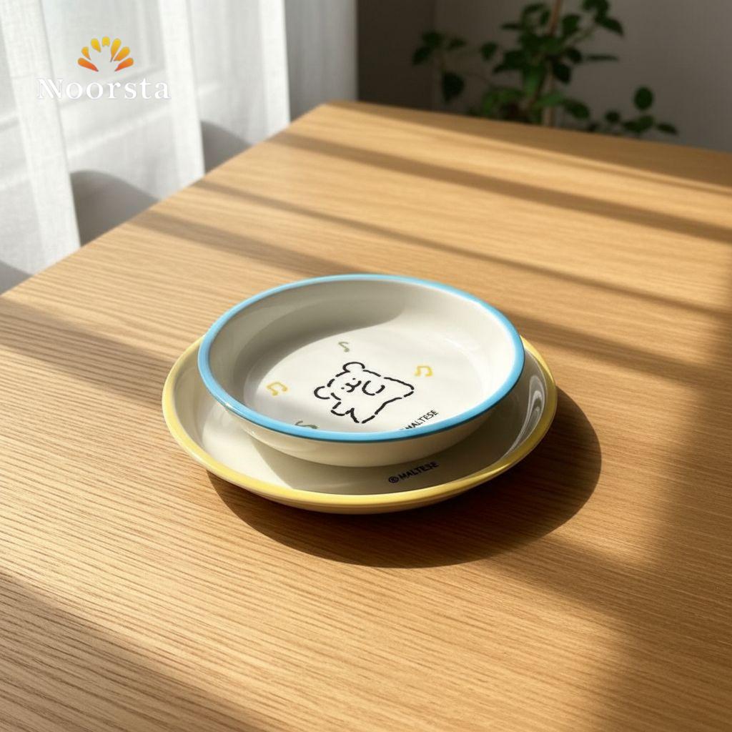 طبق بورسلين حراري بتصميم كيوت - Playful Porcelain Plate 21cm - Noorsta