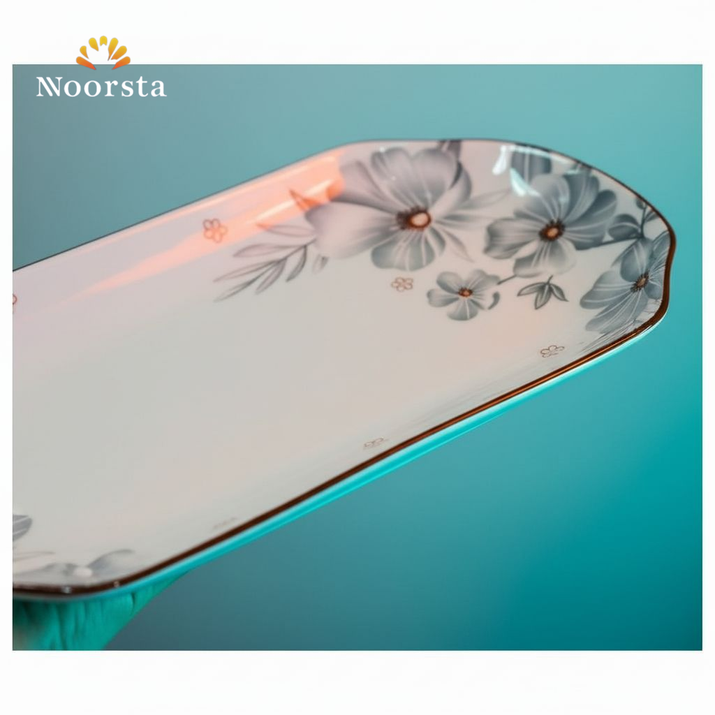 سيرفيس تقديم بورسلين شيك للعزومات - Elegant Porcelain Floral Serving Platter - Noorsta