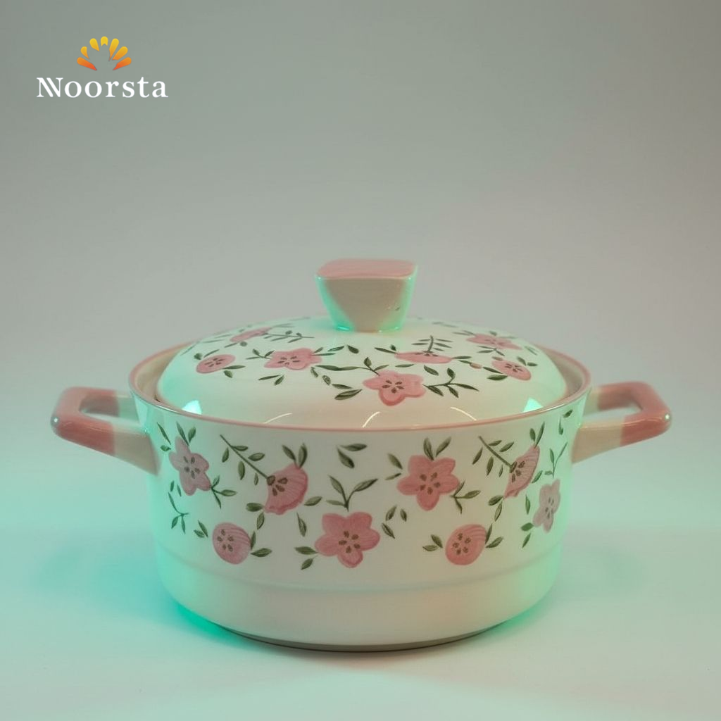 حلة بورسلين فلوري شيك للتقديم - Chic Floral Porcelain Serving Pot - Noorsta