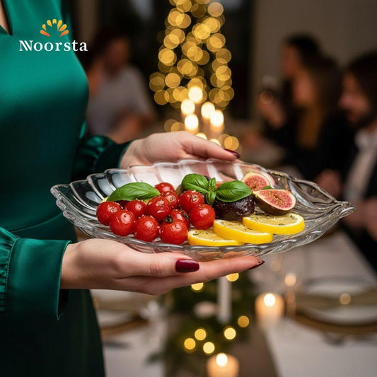 Botanical Crystal Leaf Serving Platter - Nature's Elegance