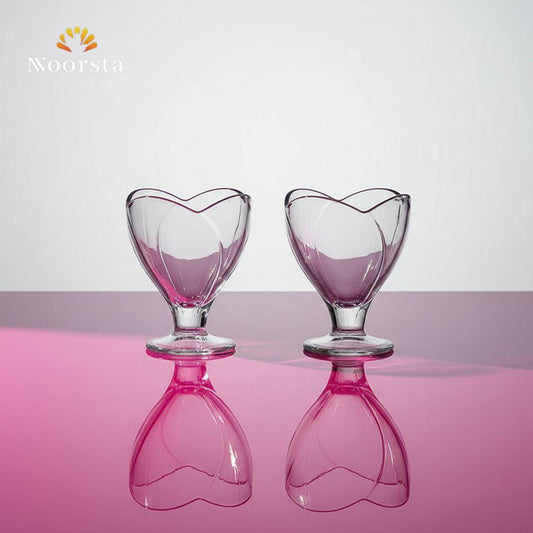 طقم كاسات ايس كريم تركي 2 قطعة لتقديم الجيلي والفروت سلاط - Elegant Turkish Glass Dessert Cups 2-Piece Set 270ml - Noorsta