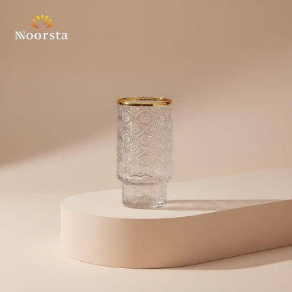 Royal Golden Rim Embossed Crystal Tumbler Set