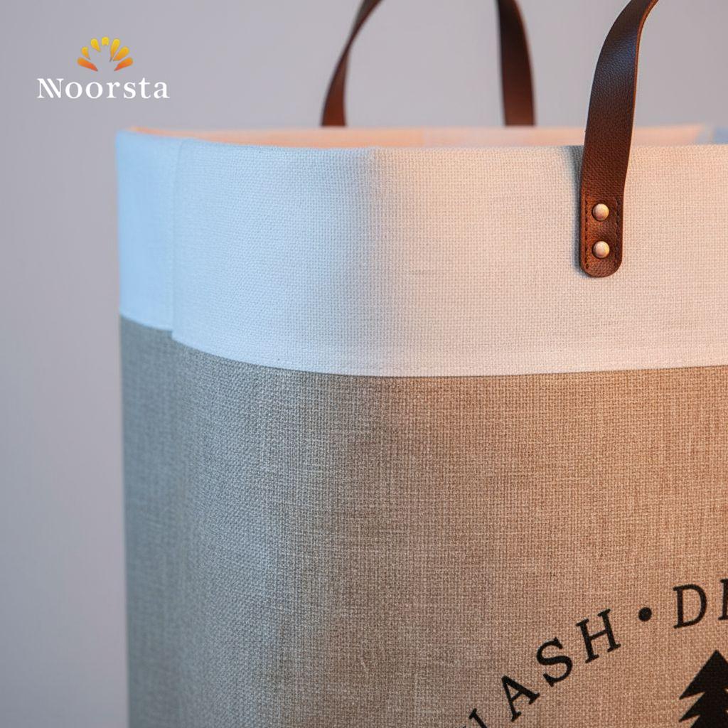 سبت غسيل كتان شيك للهدوم واللعب - Premium Linen Laundry and Storage Basket - Noorsta