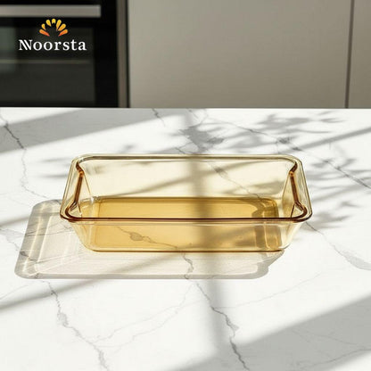 طاجن بايركس مستطيل للفرن لون عسلي سعة 2.4 لتر - Premium Amber Glass Rectangular Baking Dish 2.4L - Noorsta