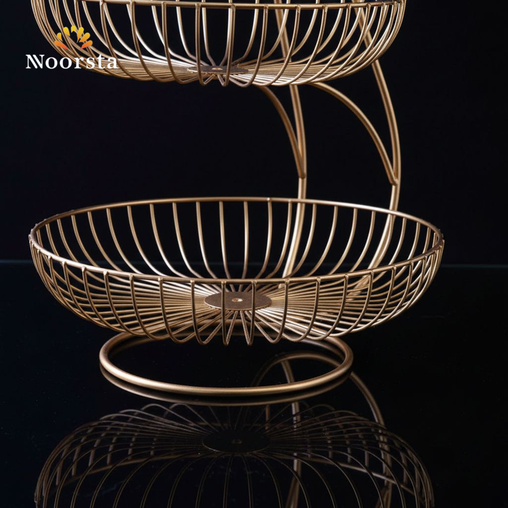 استاند فاكهة 3 دور معدن شيك - Modern 3-Tier Metal Wire Fruit Stand - Noorsta