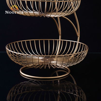استاند فاكهة 3 دور معدن شيك - Modern 3-Tier Metal Wire Fruit Stand - Noorsta