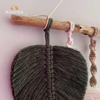 جدارية مكرمية بوهيمي شيك للبيت - Boho Chic Macrame Leaf Wall Hanging - Noorsta