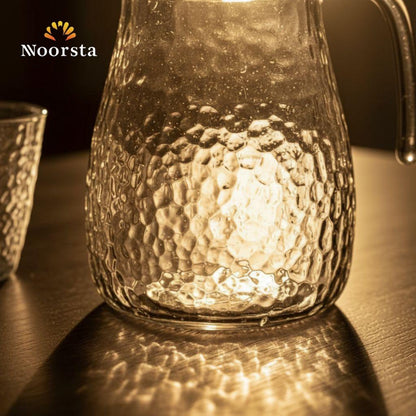 طقم تقديم زجاجي كريستال بنقش الجليد - قارورة و ٤ أكواب