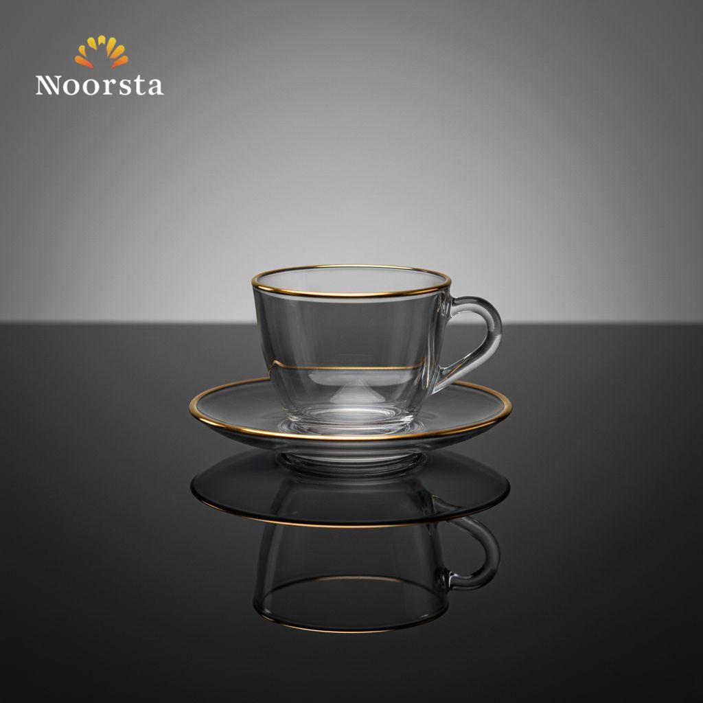 Imperial Gold-Rimmed Glass Tea Set - 12 Pieces