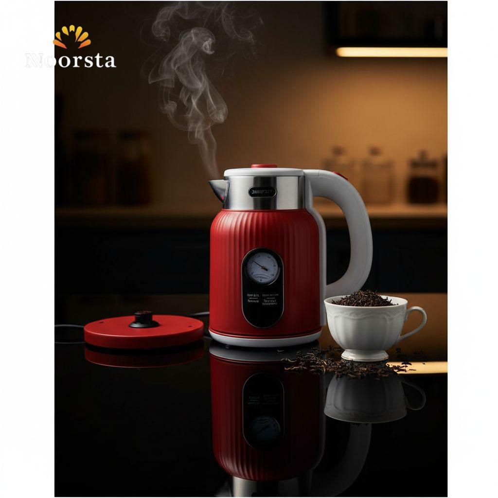 Retro Chic Electric Kettle with Analog Temperature Gauge