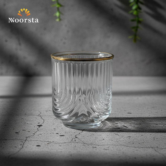 Royal Fluted Crystal Glass Set with Gold Rim