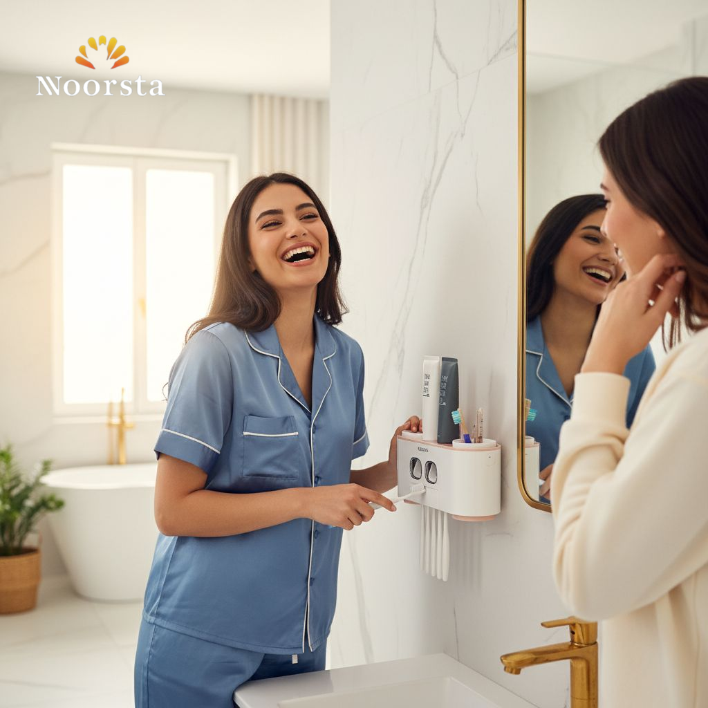 منظم حمام وحامل فرش ايكوكو - Modern ECOCO Wall-Mounted Toothbrush Organizer - Noorsta