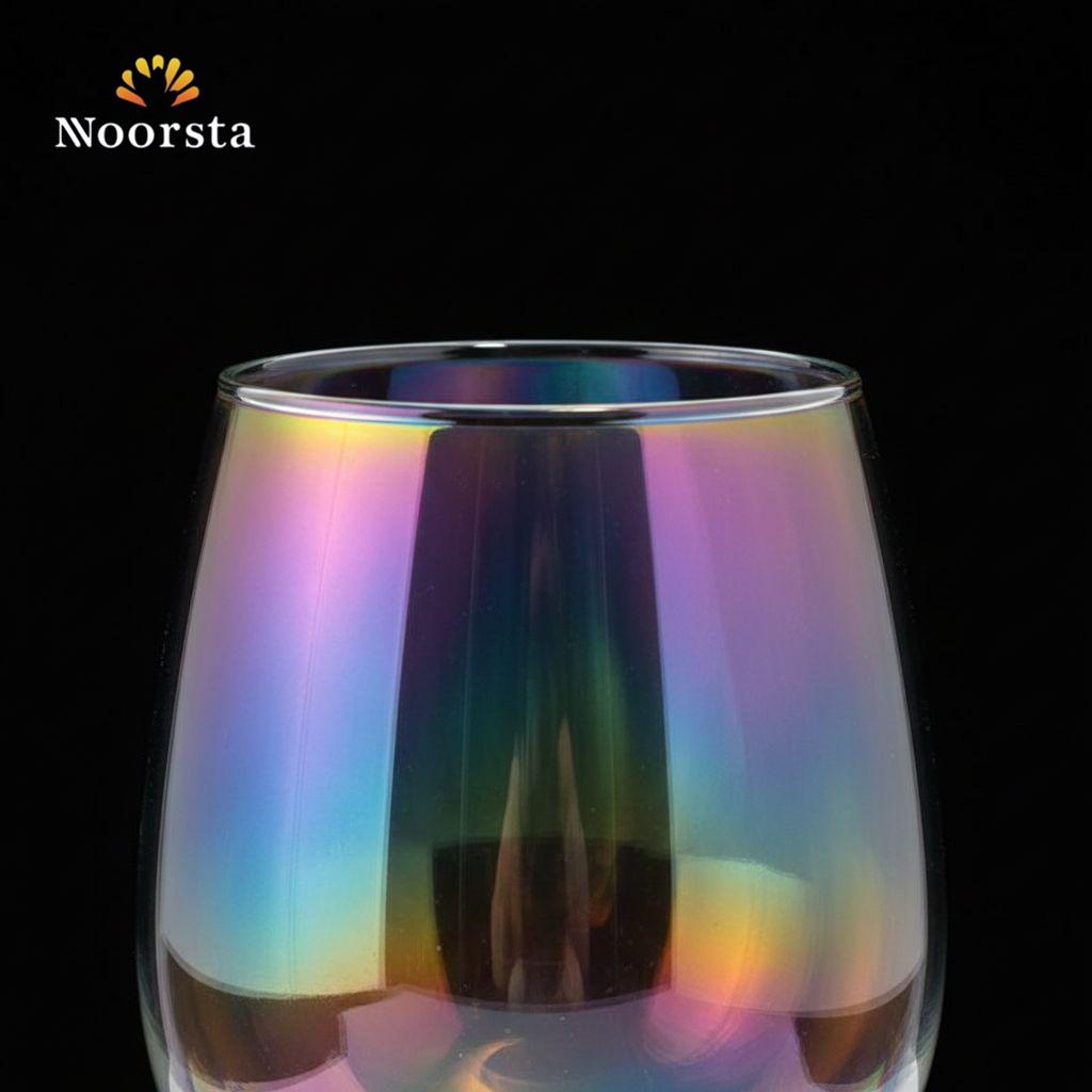 طقم كوبايات شيك بألوان الطيف لجهاز العروسة - Luxury Iridescent Stemless Glass Tumbler - Noorsta