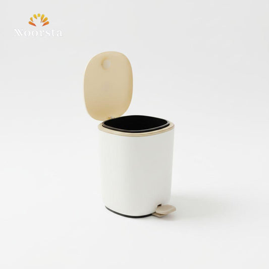 Ecoco Serenity Modern Pedal Waste Bin - Cream & White Edition