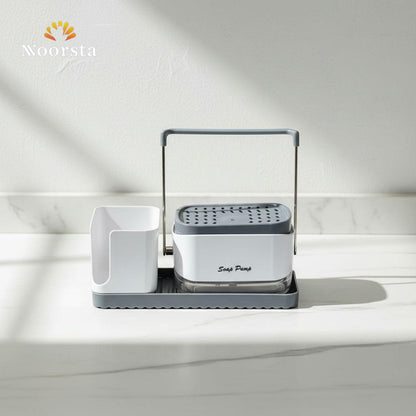 ديسبنسر صابون 3 في 1 منظم لحوض المطبخ - Modern 3-in-1 Kitchen Soap Dispenser Caddy - Noorsta