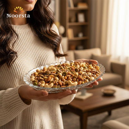 Crystalline Leaf Serving Dish - Textured Glass Platter