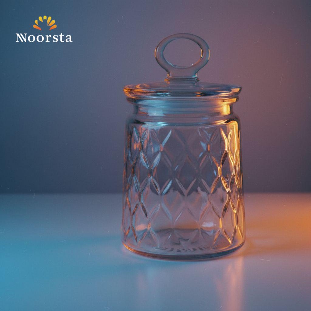 كاندي جار زجاج تركي أصلي بغطاء - Authentic Turkish Glass Candy Jar - Noorsta