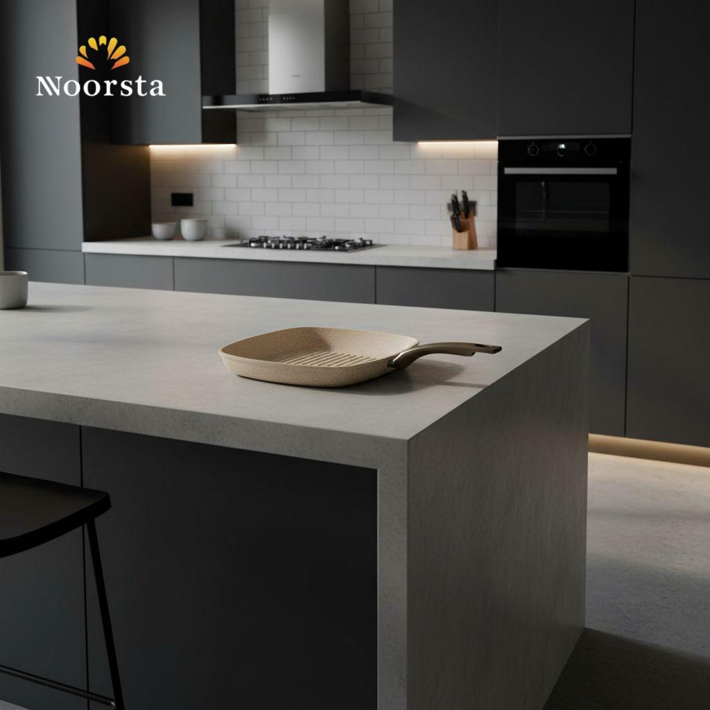 جريل جرانيت كوك ان مقاس 28 سم كريمي - Premium Granite Grill Pan 28cm Creamy - Noorsta