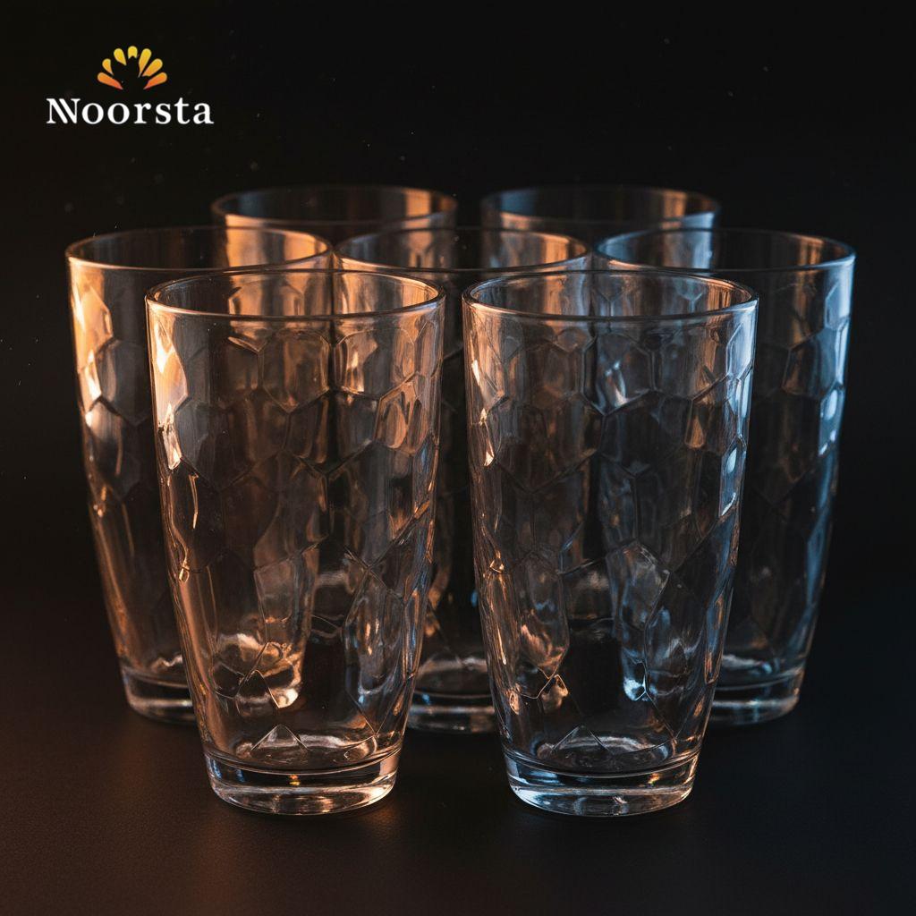 طقم شوبات زجاج شيك للعصير والميه - Modern Geometric Glass Tumbler Set - Noorsta