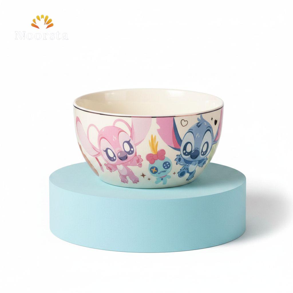 بولة بورسلين حراري كبيرة للشوربة والنودلز بتصميم ستيتش - Premium Heat-Resistant Porcelain Noodle & Soup Bowl - Noorsta