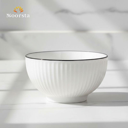 بولة بورسلين حراري مضلعة للشوربة والتقديم - Elegant Ribbed Thermal Porcelain Bowl - Noorsta